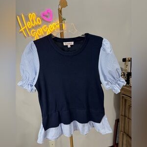 Nanette Lepore Navy and White Striped Kids Blouse
